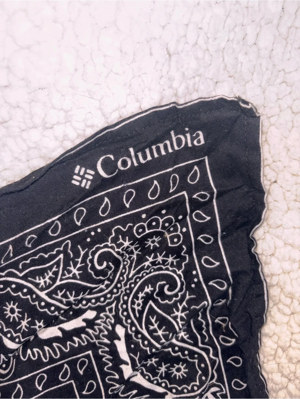 Columbia Black Paisley Bandana 100% Cotton Logo Handkerchief Scarf Made India